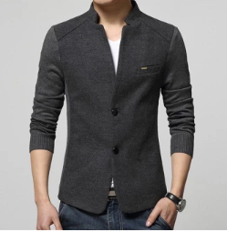Hot Sale Men's Blazer Patchwork Suits for Men Top Quality Red Blazers Slim Fit Wool Outwear Coat Men's Costume Men's Blazer (Grey) - intl