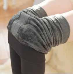 Women Thermal Thick Warm Fleece lined Fur Winter Tight Pencil Leggings Pants Grey - intl